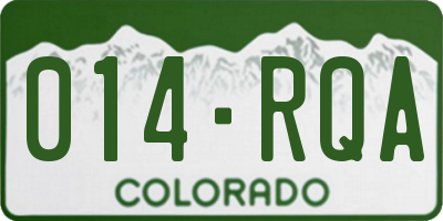 CO license plate 014RQA