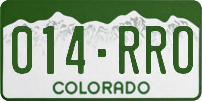 CO license plate 014RRO