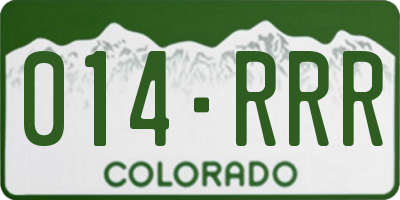 CO license plate 014RRR