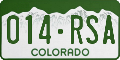 CO license plate 014RSA