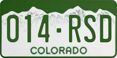 CO license plate 014RSD