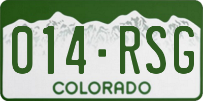 CO license plate 014RSG