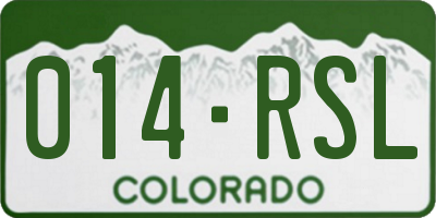 CO license plate 014RSL