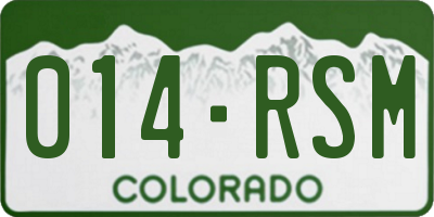 CO license plate 014RSM