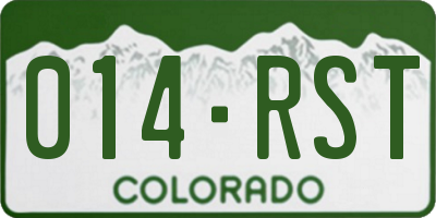 CO license plate 014RST