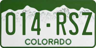 CO license plate 014RSZ