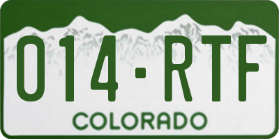 CO license plate 014RTF