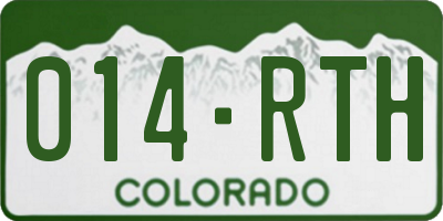 CO license plate 014RTH