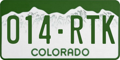 CO license plate 014RTK
