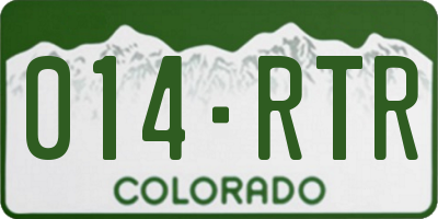 CO license plate 014RTR