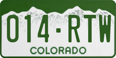 CO license plate 014RTW