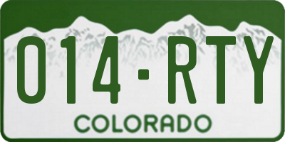 CO license plate 014RTY