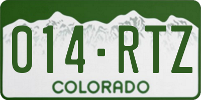 CO license plate 014RTZ