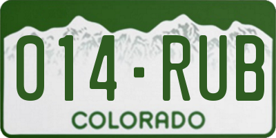 CO license plate 014RUB