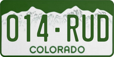 CO license plate 014RUD