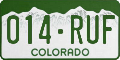 CO license plate 014RUF