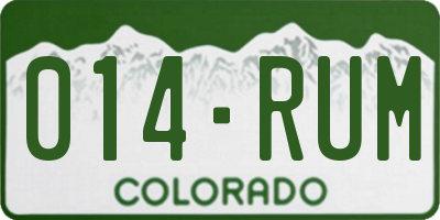 CO license plate 014RUM