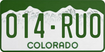 CO license plate 014RUO