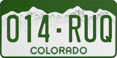 CO license plate 014RUQ