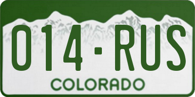 CO license plate 014RUS