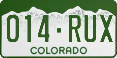 CO license plate 014RUX
