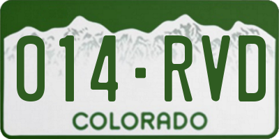 CO license plate 014RVD