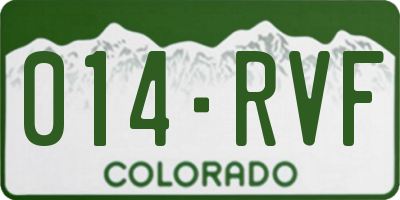 CO license plate 014RVF
