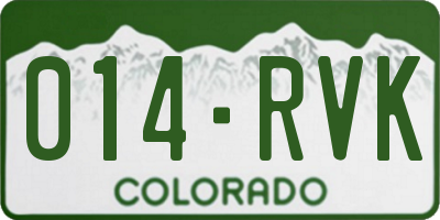 CO license plate 014RVK