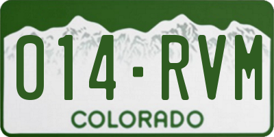 CO license plate 014RVM