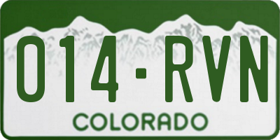 CO license plate 014RVN