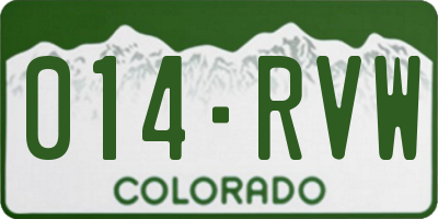 CO license plate 014RVW