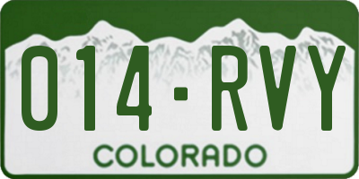 CO license plate 014RVY