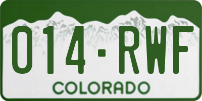 CO license plate 014RWF