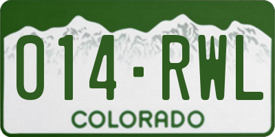 CO license plate 014RWL