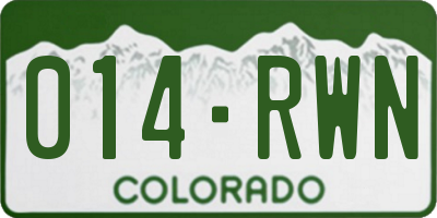 CO license plate 014RWN
