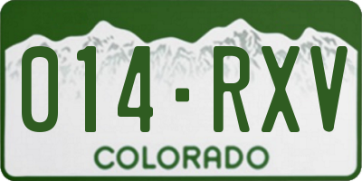 CO license plate 014RXV