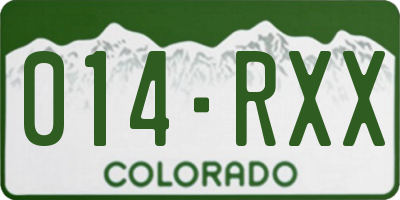 CO license plate 014RXX