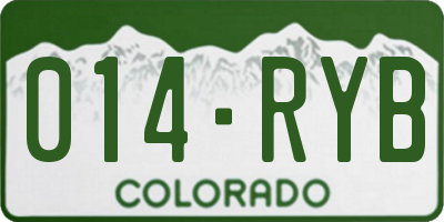 CO license plate 014RYB