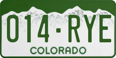 CO license plate 014RYE