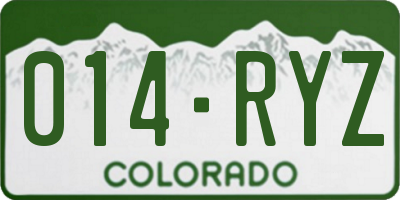 CO license plate 014RYZ