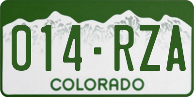 CO license plate 014RZA