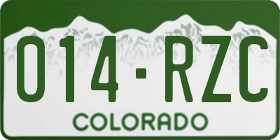 CO license plate 014RZC