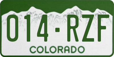 CO license plate 014RZF