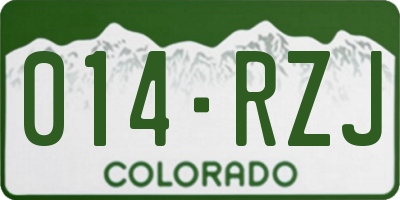 CO license plate 014RZJ