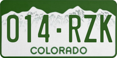 CO license plate 014RZK