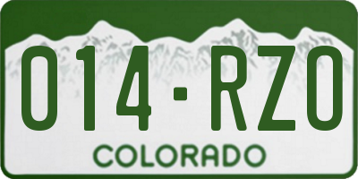 CO license plate 014RZO