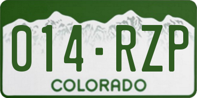 CO license plate 014RZP