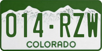 CO license plate 014RZW