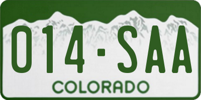 CO license plate 014SAA