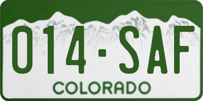 CO license plate 014SAF